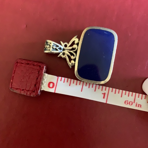 Double-sided Lapis and Turquoise Pendant set in Sterling Silver - Picture 11 of 12